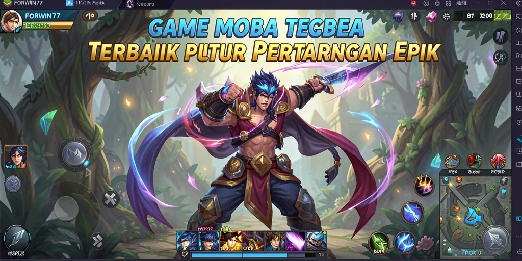 Tampilan gameplay seru dalam arena pertempuran MOBA.