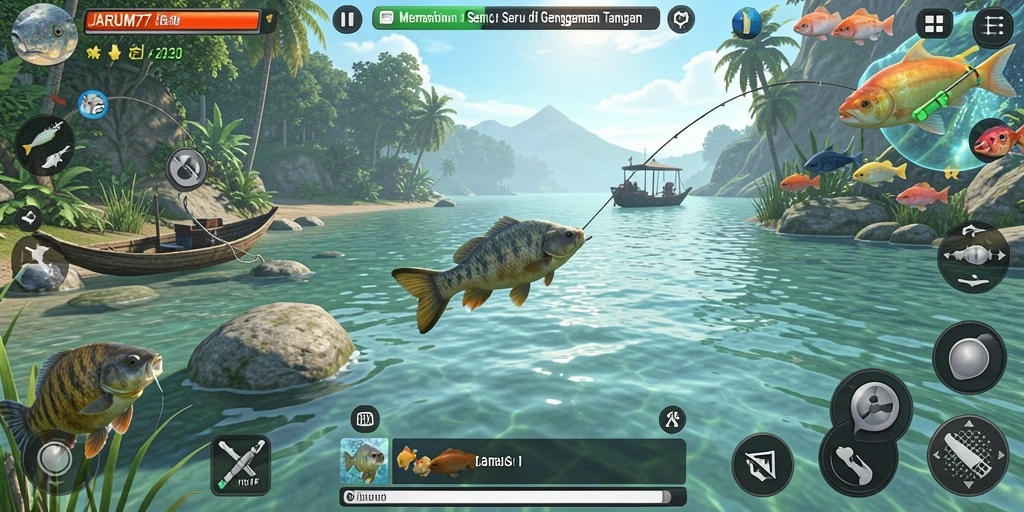 Tangkapan ikan besar dalam gameplay JARUM77 yang mendebarkan.