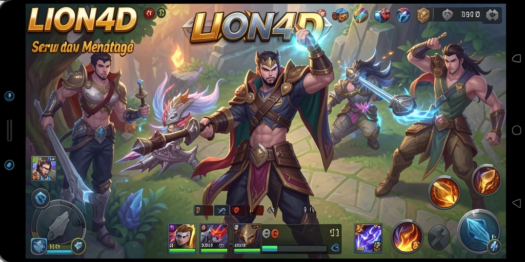 Skrinsut gameplay <strong>LION4D</strong> menampilkan aksi seru di arena MOBA.