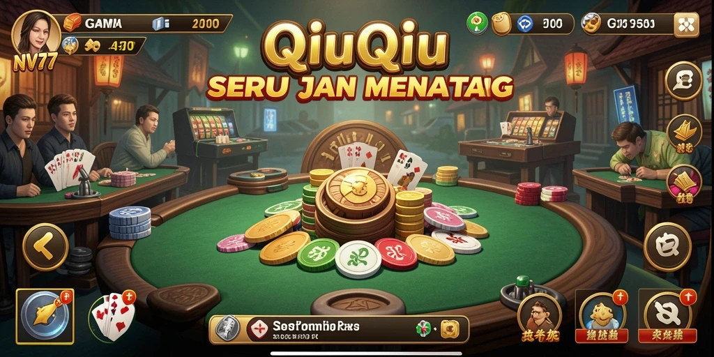 Tampilan gameplay QiuQiu yang seru dalam NV77.