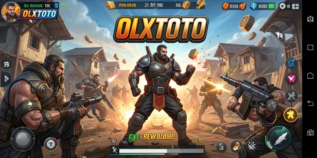 Screenshot gameplay OLXTOTO menampilkan aksi Battle Royale yang intens.