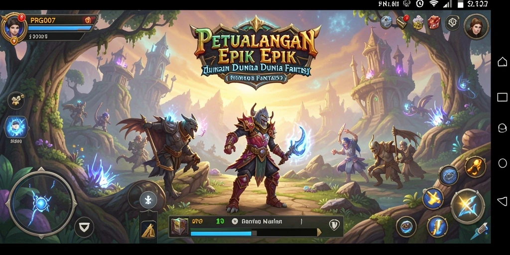 Tangkapan layar gameplay RPG menampilkan pertempuran seru di dunia fantasi.