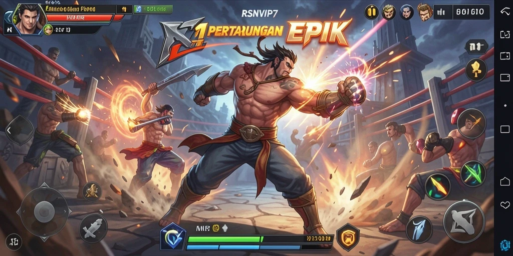 Tampilan screenshot utama RSNVIP7 menampilkan aksi pertarungan yang seru.